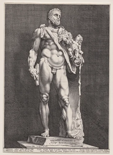 Hercules and Telephos by Hendrick Goltzius, print, 1592