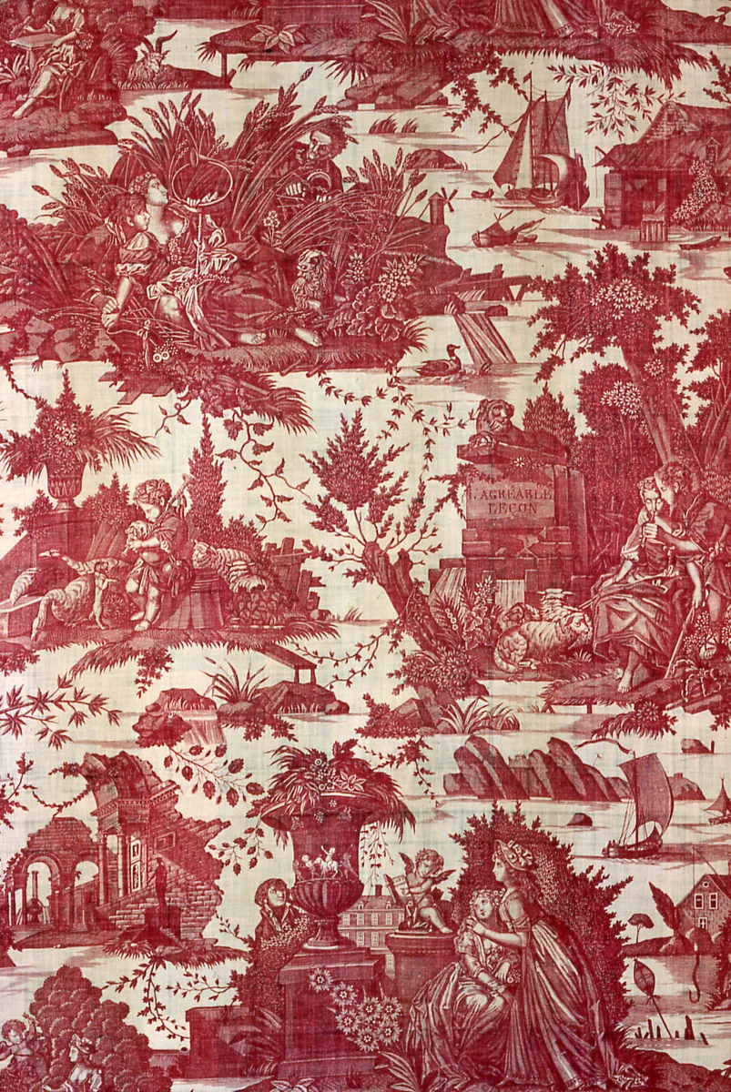 L'Agréable leçon (The Pleasant Lesson) (Furnishing Fabric) by Francois Anotoine Aveline, textile, 1785-1790