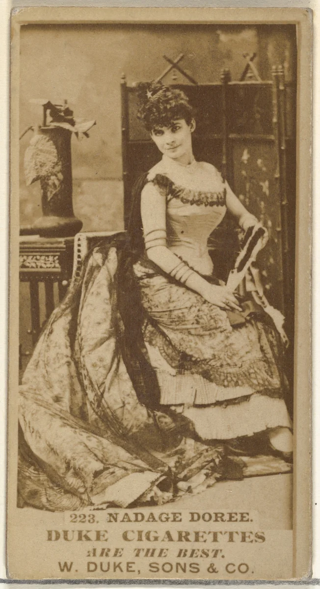 Card Number 223, Nadage Doree, from the Actors and Actresses series (N145-7) issued by Duke Sons & Co. to promote Duke Cigarettes by W. Duke, Sons & Co., photograph, 1880-1889