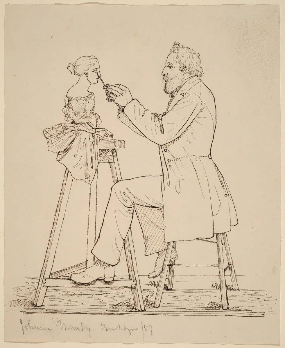 Johnson Mundy, Sculptor by John Quincy Adams Ward, drawing, 1857