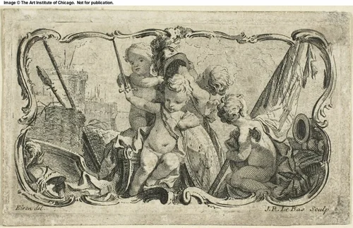 Putti at War by Jacques-Philippe Le Bas, print, 1727-1783