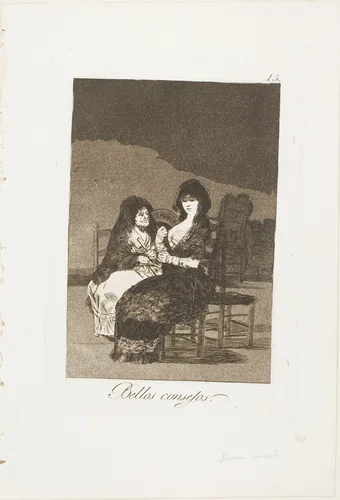Pretty Teachings, plate 15 from Los Caprichos by Francisco José de Goya, print, 1797-1799