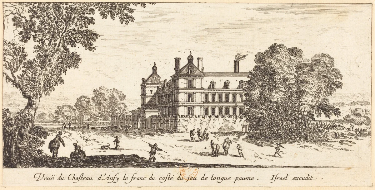 Veue du Chasteau d'Ansy le franc du coste du jeu de longue paume by Israël Silvestre, print, 1621-1691