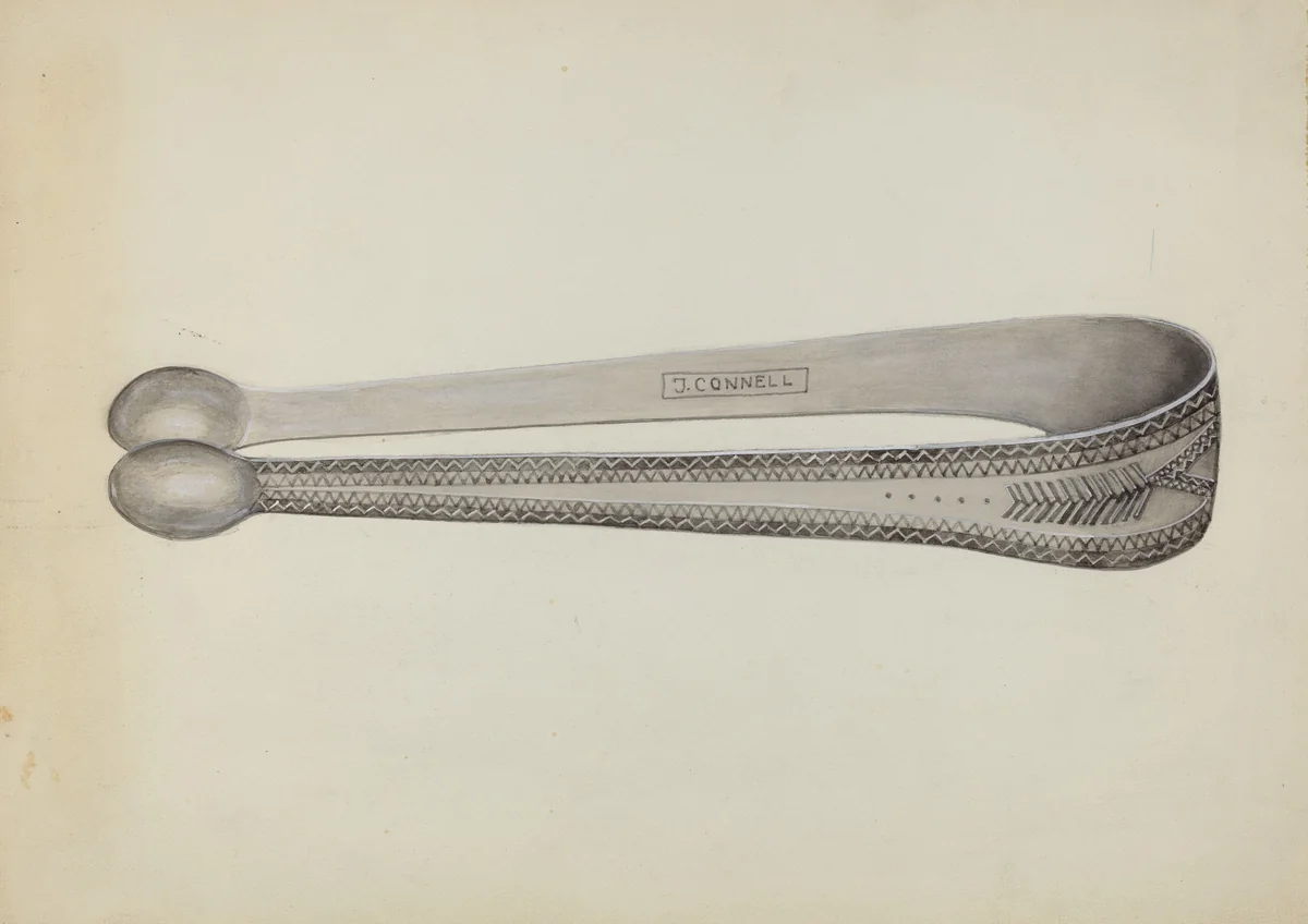 Silver Sugar Tongs by John R. Towers, index of american design, 1936