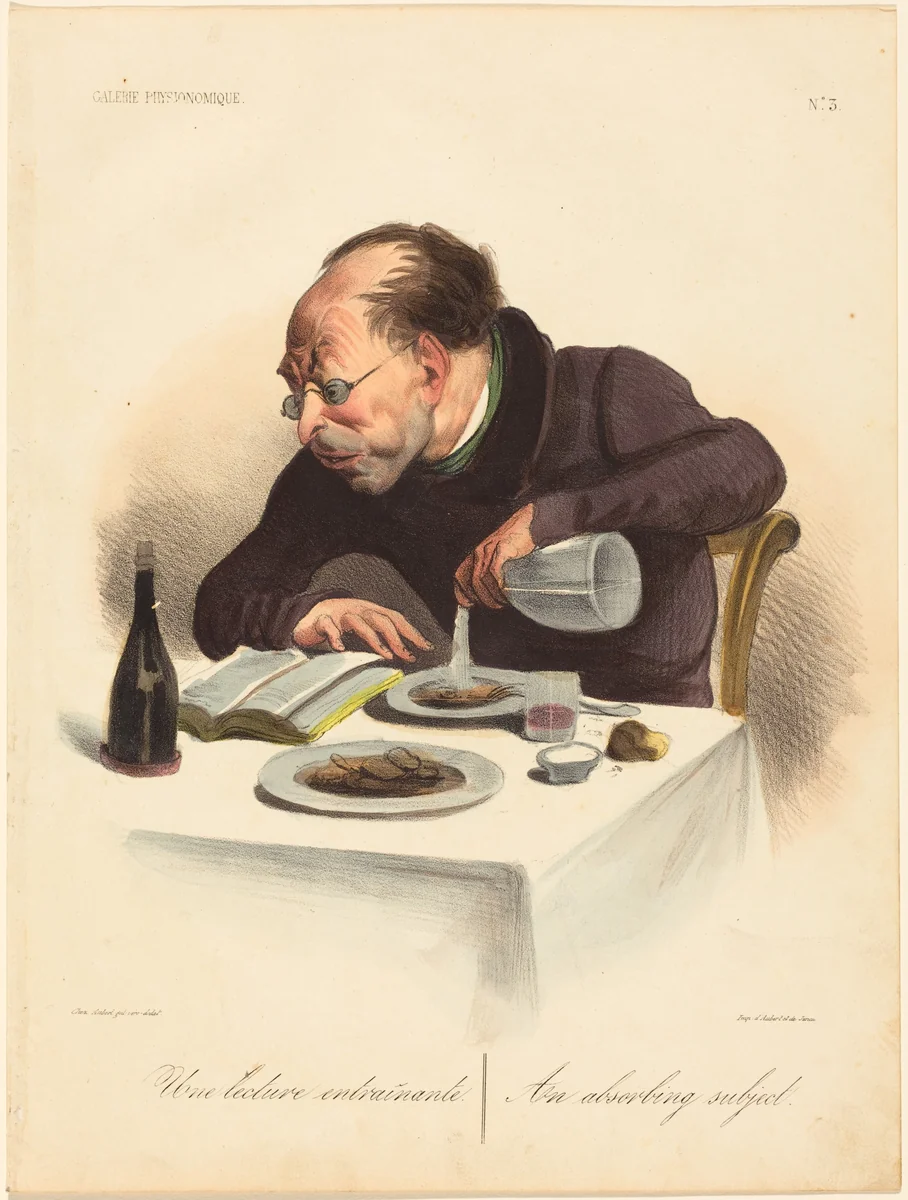 Une lecture entrainante by Honoré Daumier, print, 1836