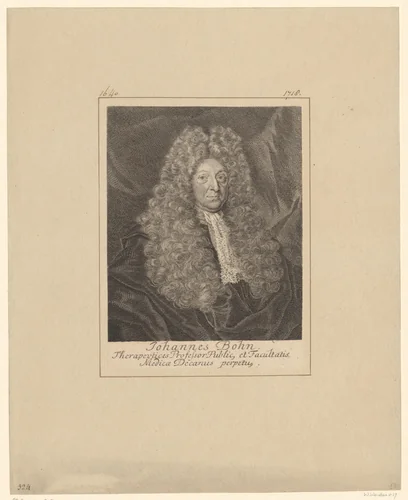 Portret van Johannes Bohn by Martin Bernigeroth, print, 1690-1733