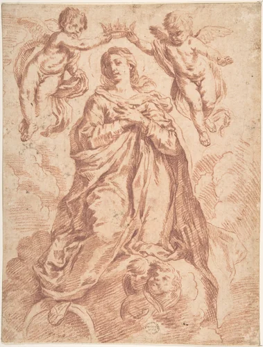 Coronation of the Virgin by anonymous, drawing, 1600-1700