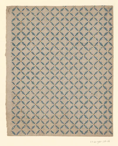 Blad met ruitenpatroon op een doorlopend puntenfond by anonymous, other, 1750-1900