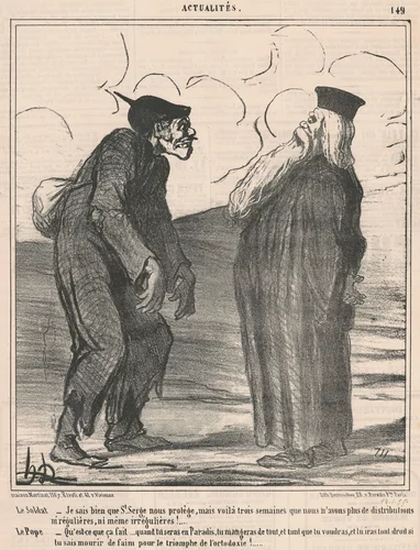 Le soldat...Je sais... by Honoré Daumier, print, 1855