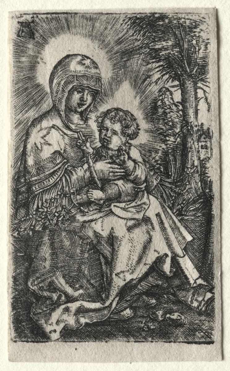 The Beautiful Virgin of Ratisbon in a Landscape by Albrecht Altdorfer, print, 1520