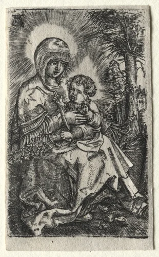 The Beautiful Virgin of Ratisbon in a Landscape by Albrecht Altdorfer, print, 1520