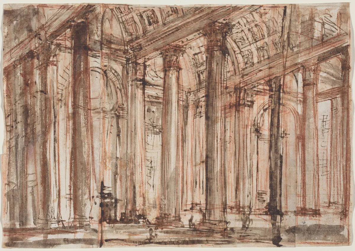 The Portico of the Pantheon by Giovanni Battista Piranesi, drawing, 1750-1764