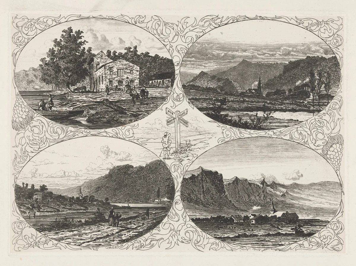 Gezicht op Ouren, Alle, Mouzaive en Chairière by Martinus Antonius Kuytenbrouwer jr., print, 1831-1897