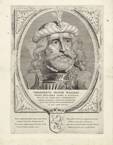 Portret van Dirk I, graaf van Holland by Cornelis Visscher, print, 1650