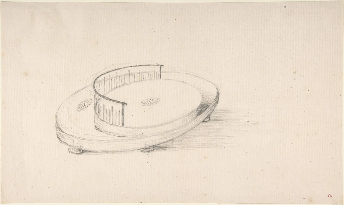 Design for an Oval Serving Dish with Circular Raised Platform by anonymous, drawing, 1765-1795