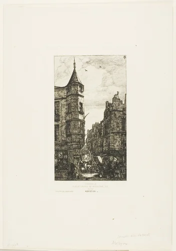 House with a Turret, No 22, rue de l'Ecole de Médecine, Paris (called the Turret of Marat) by Charles Meryon, print, 1861