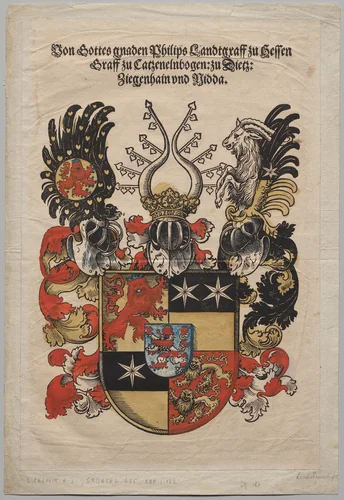 Coat of Arms of Philip, Landgrave of Hesse by Lucas Cranach, print, 1546
