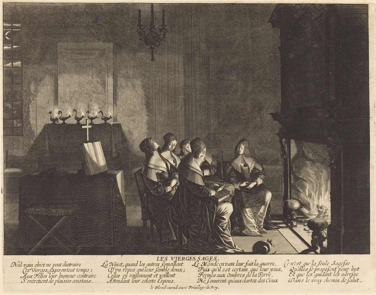 Les Vierges sages, Nul vain objet... by Abraham Bosse, print, 1602-1676