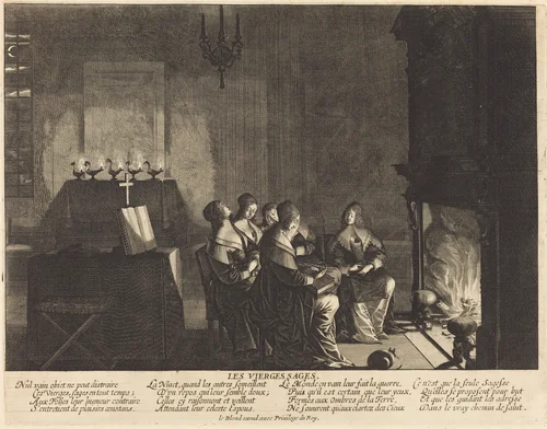 Les Vierges sages, Nul vain objet... by Abraham Bosse, print, 1602-1676