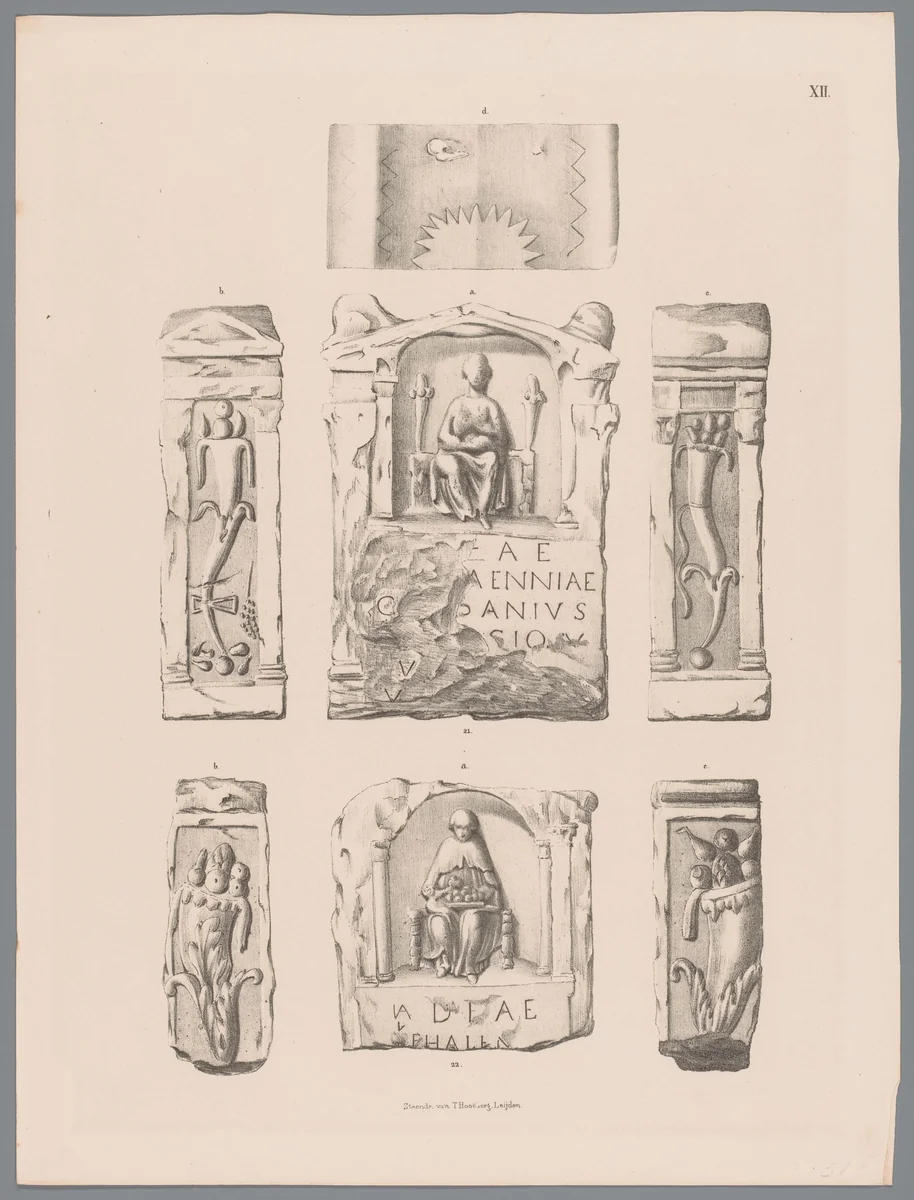 Twee Nehalennia-altaren, pl. XII by Tiemen Hooiberg, print, 1843-1845