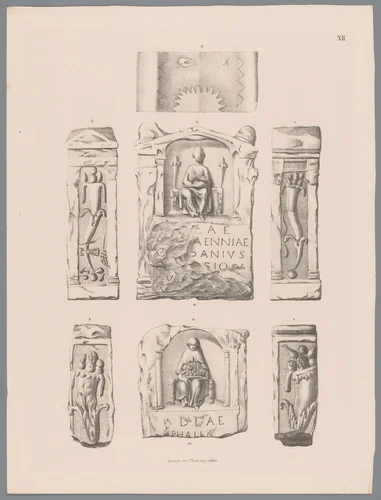 Twee Nehalennia-altaren, pl. XII by Tiemen Hooiberg, print, 1843-1845
