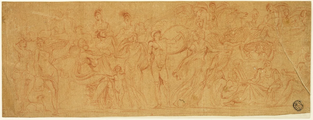Sarcophagus with Judgement of Paris by Pierre Brebiette, drawing, 1608-1650