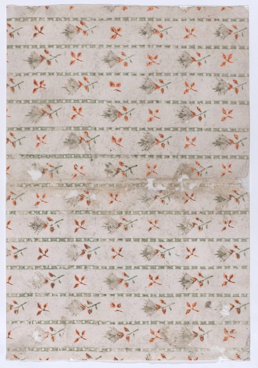 Book cover with overall leaf and stripe pattern by anonymous, print, 1800-1900