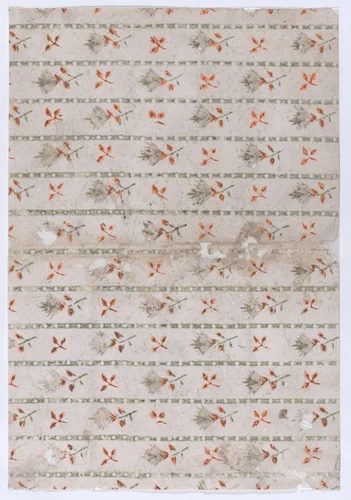 Book cover with overall leaf and stripe pattern by anonymous, print, 1800-1900