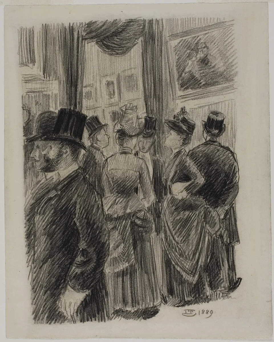 In the Gallery by Lucien Pissarro, drawing, 1889