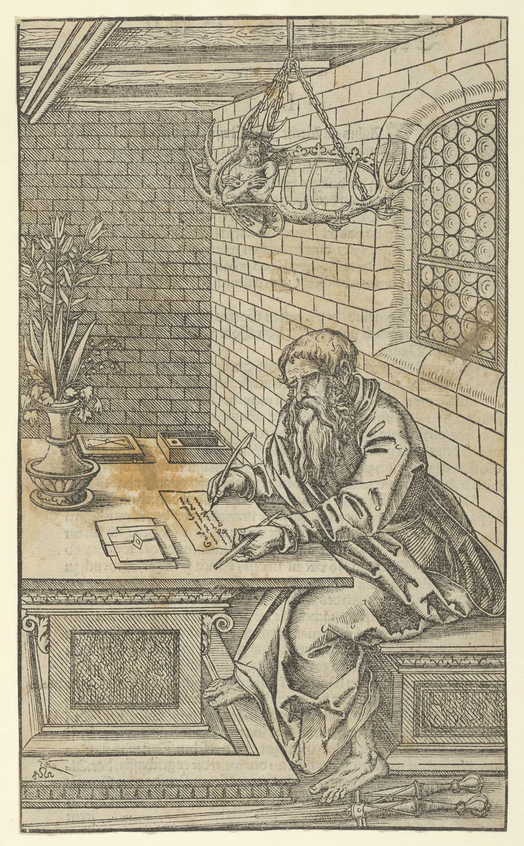 Paul, from "The Four Evangelists and Three Apostles Sitting in Rooms" by Lucas Cranach the Younger, print, 1515-1586