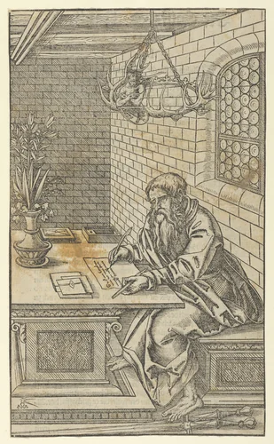 Paul, from "The Four Evangelists and Three Apostles Sitting in Rooms" by Lucas Cranach the Younger, print, 1515-1586