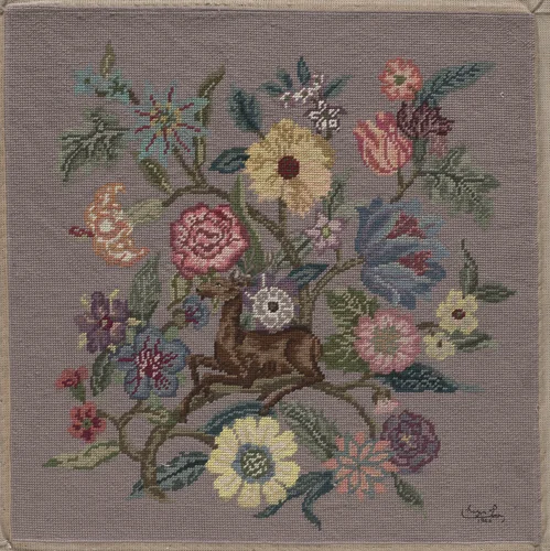 Embroidered Floral Panel by Queen Mary, textile, 1946