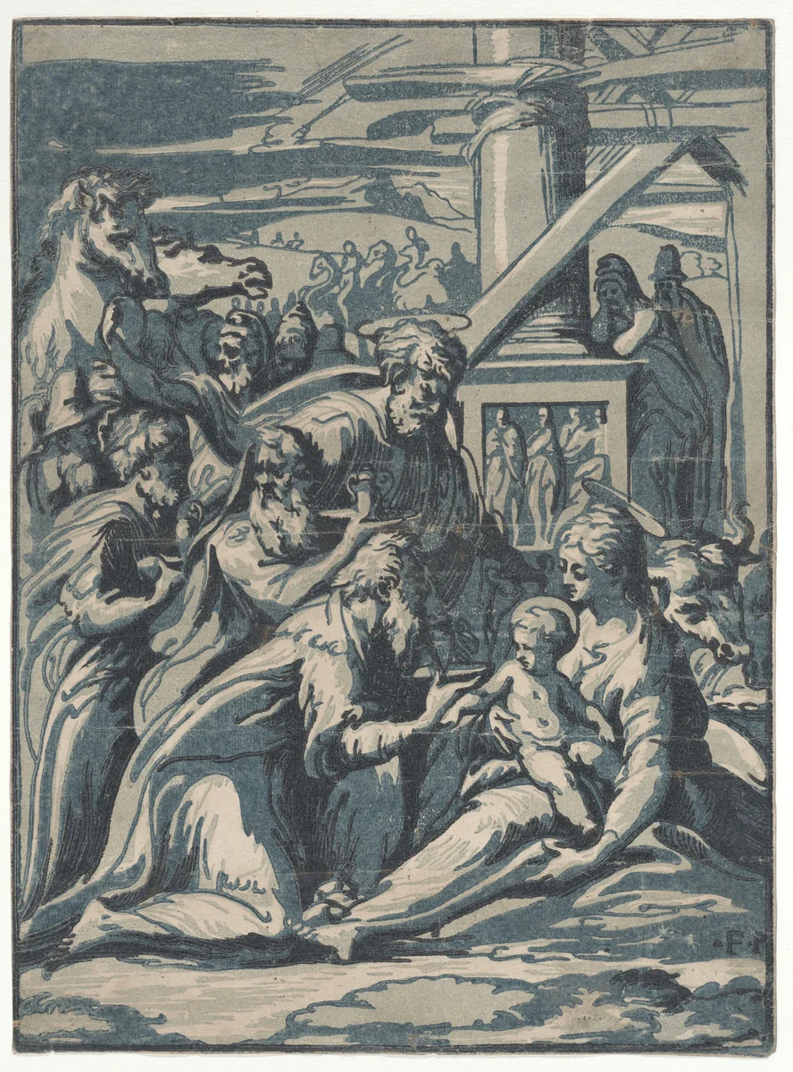 Adoration of the Magi by Niccolò Vicentino, print, 1540-1550