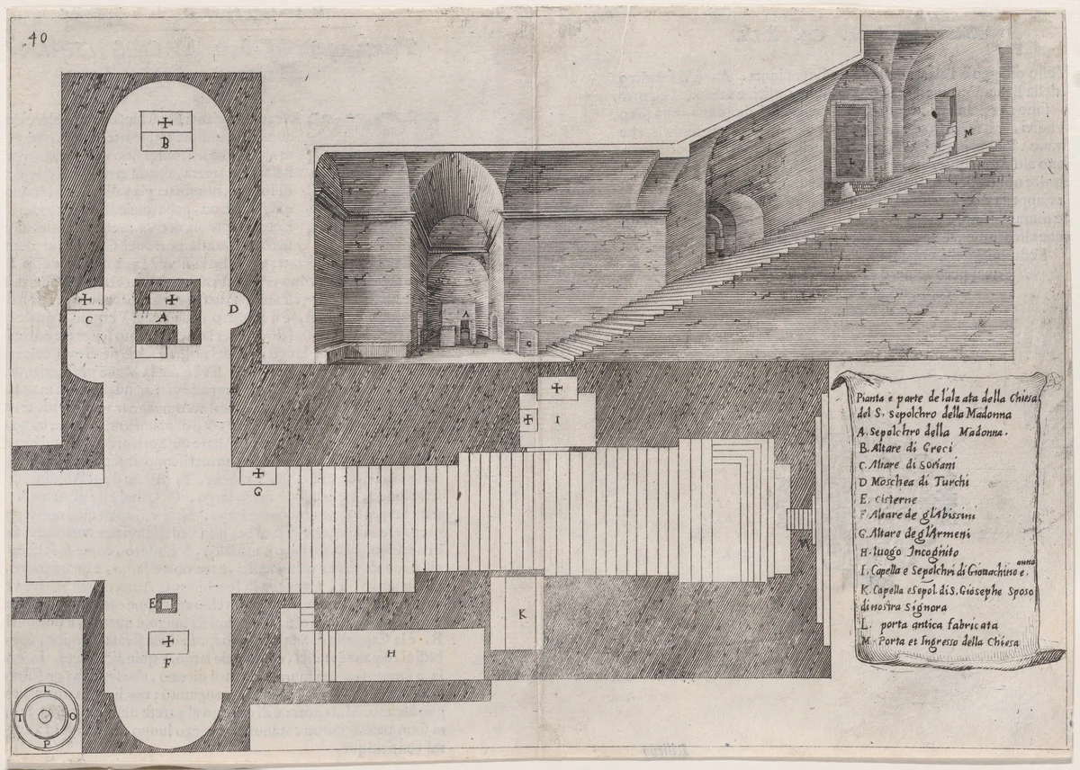 Plate 33, from "Trattato delle Piante & Immagini de Sacri Edifizi di Terra Santa" (Treatise of the Plans & Images of the Sacred Buildings of the Holy Land) by Jacques Callot, print, 1620