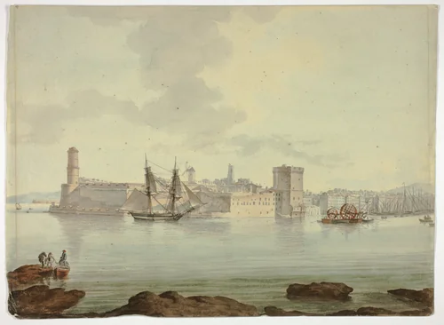 Harbor before Fortified Town by William Marlow, painting, 1760-1850