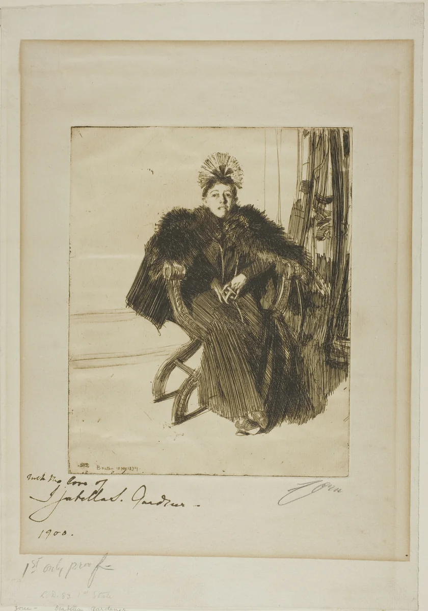 Isabella Gardener by Anders Zorn, print, 1894