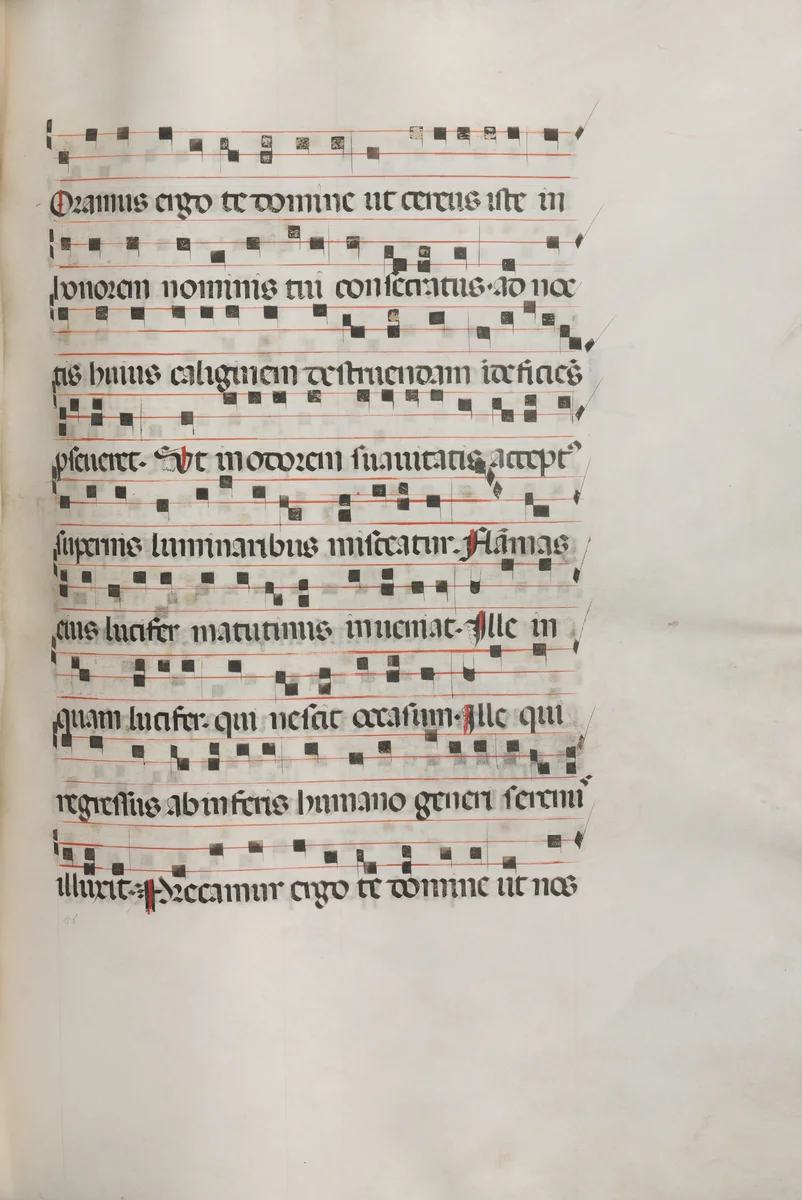 Missale: Fol. 157: Music for "Exultet" by Bartolommeo Caporali, book, 1469