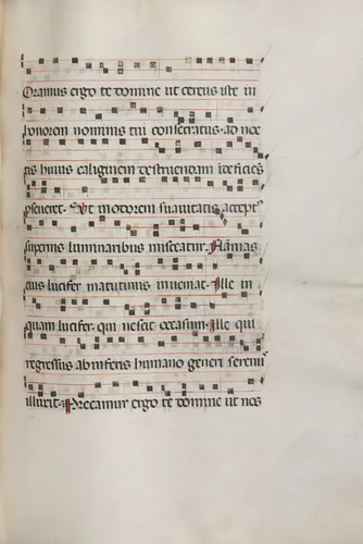 Missale: Fol. 157: Music for "Exultet" by Bartolommeo Caporali, book, 1469