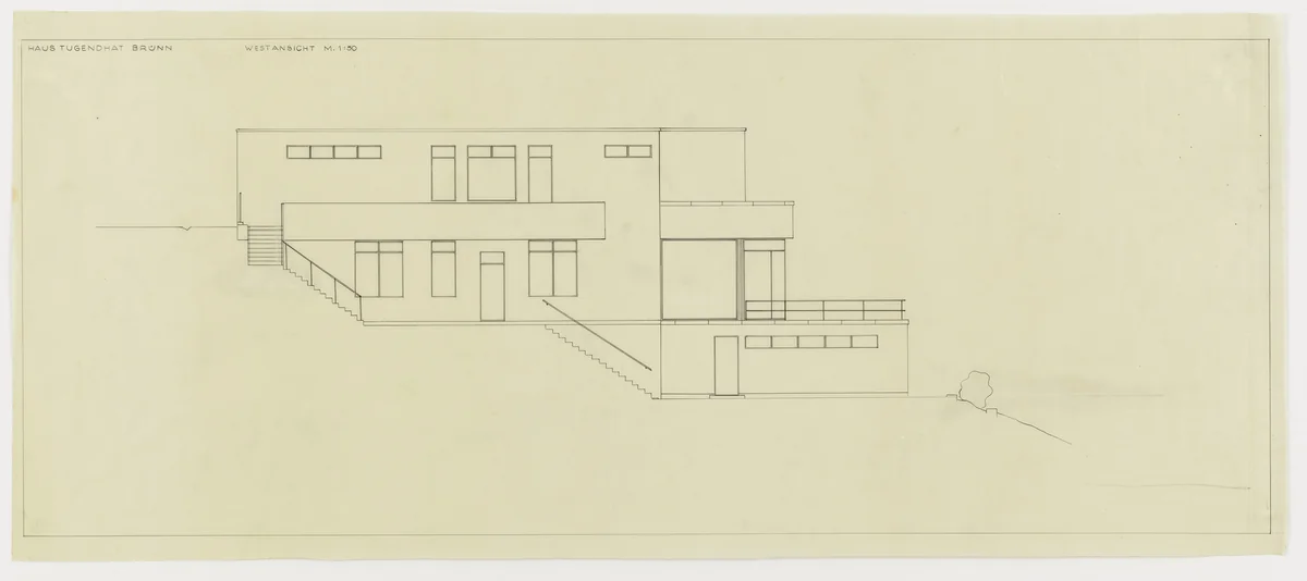 Tugendhat House, Brno, Czech Republic (Elevation) by Ludwig Mies van der Rohe, mies van der rohe archive, 1928