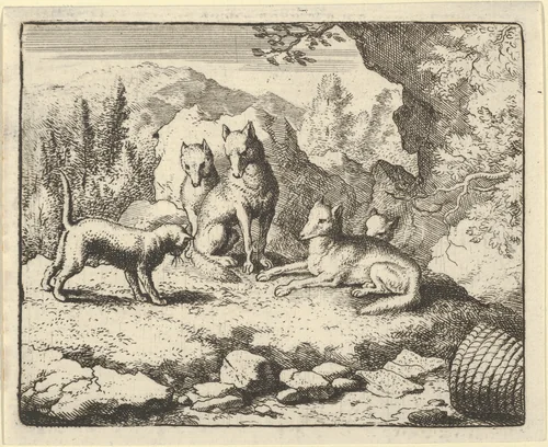 The Cat Calls Renard to Appear before the Tribunal from Hendrick van Alcmar's Renard The Fox by Allart van Everdingen, print, 1650-1675