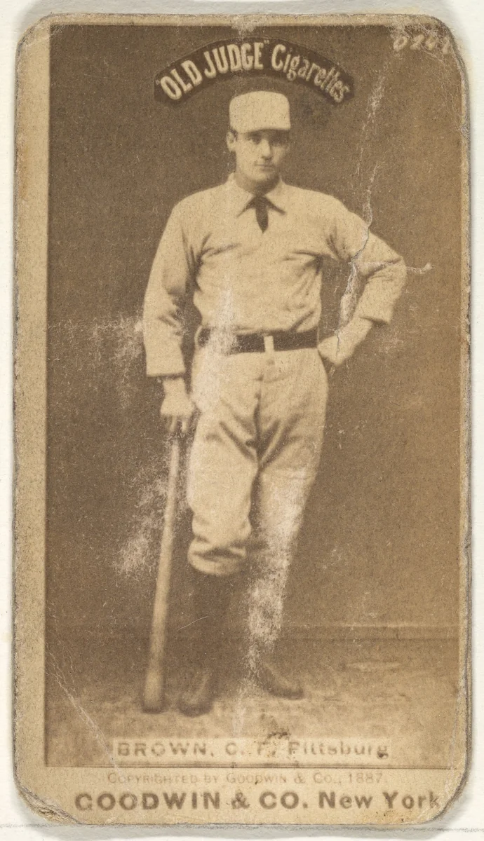 Thomas "Tom" Tarlton Brown, Center Field, Pittsburgh, from the Old Judge series (N172) for Old Judge Cigarettes by Goodwin & Company, photograph, 1887