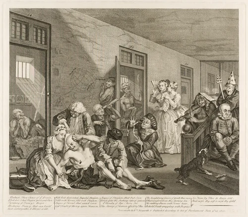 Plate Eight, from A Rake's Progress by William Hogarth, print, 1735