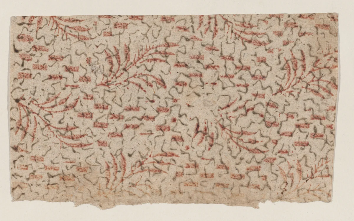 Sheet with overall abstract pattern by anonymous, print, 1800-1900