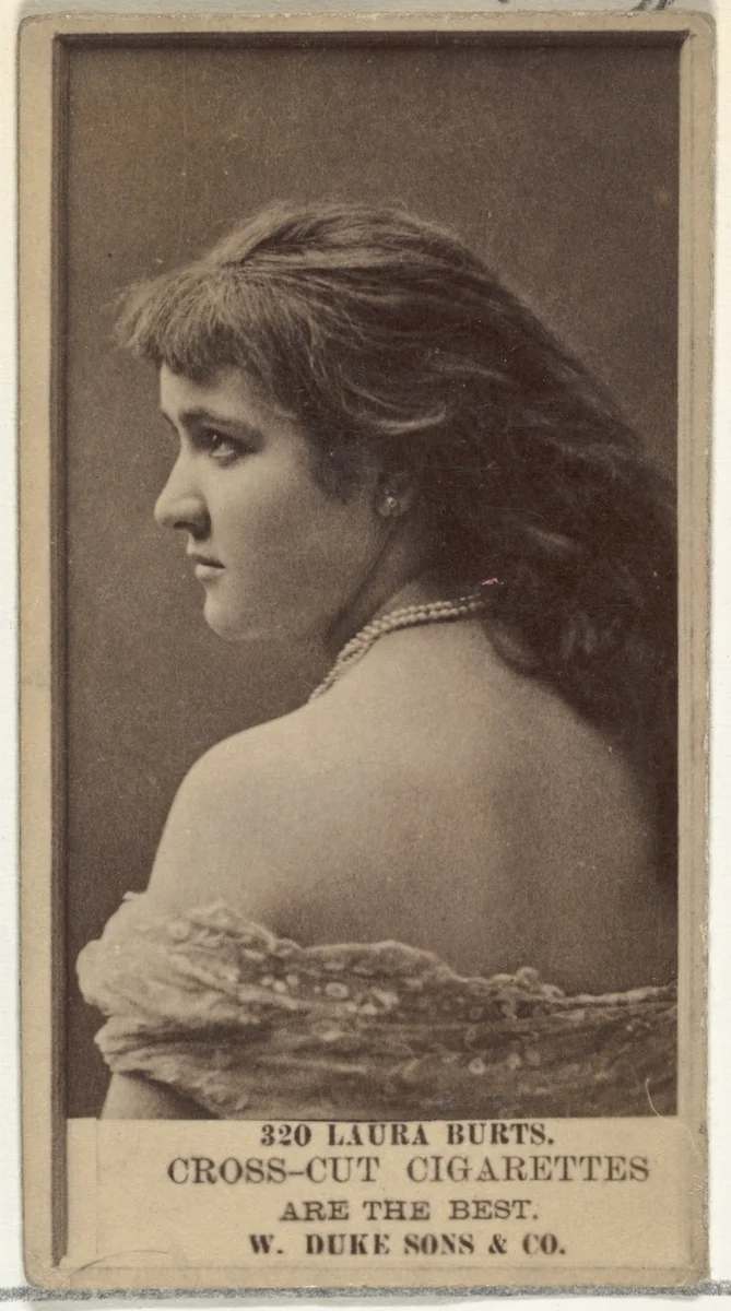 Card Number 320, Laura Burt, from the Actors and Actresses series (N145-3) issued by Duke Sons & Co. to promote Cross Cut Cigarettes by W. Duke, Sons & Co., photograph, 1880-1889