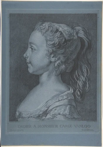 Head of a Young Girl in Profile by Louis Marin Bonnet, print, 1705-1793