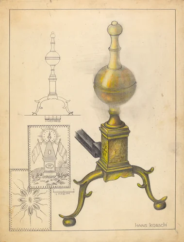 Andiron by Hans Korsch, index of american design, 1935-1942