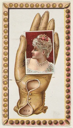 Card Number 3, cut-out from banner advertising the Opera Gloves series (G29) for Allen & Ginter Cigarettes by Allen & Ginter, print, 1885-1895