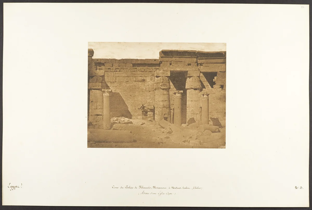 Cour du Palais Rhamsès-Meiamoun, à Médinet-habou (Thèbes) (Restes d'une Eglise Copte) by Maxime Du Camp, photograph, 1849-1850
