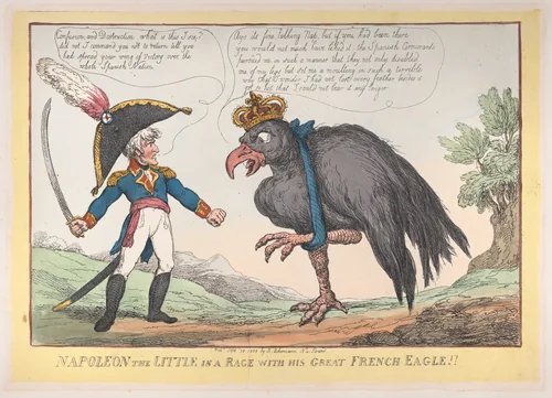 Napoleon The Little in a Rage with His Great French Eagle!! by Thomas Rowlandson, print, 1808