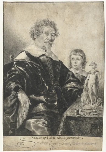 Portret van een edelsmid met zijn zoon by Pieter Rottermondt, drawing, 1632-1710